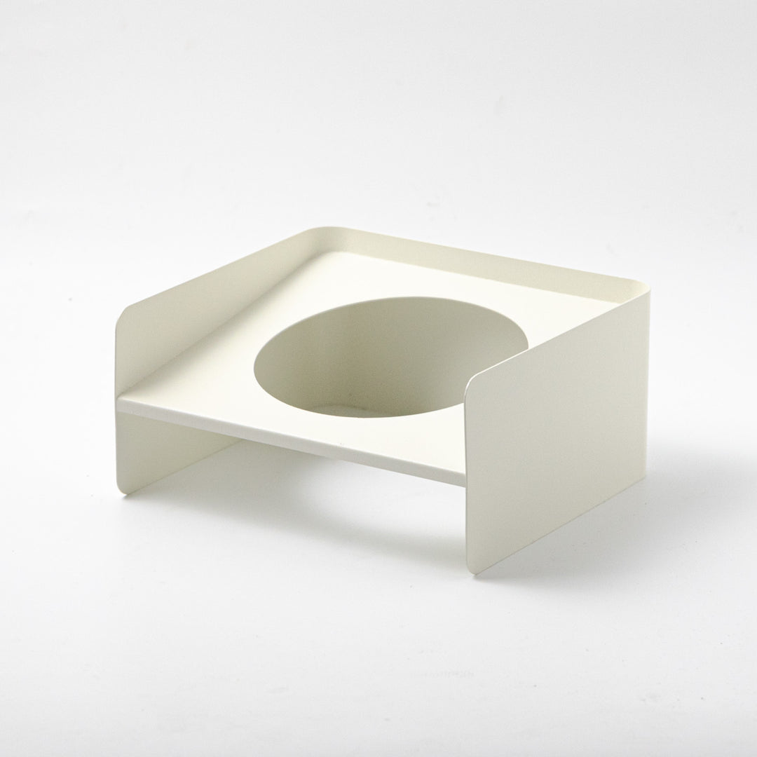 頸椎保護 陶器フードボウルとメタルスタンド|アイボリー