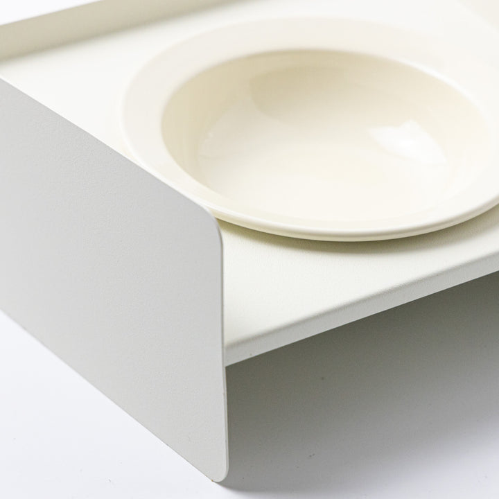 頸椎保護 陶器フードボウルとメタルスタンド|アイボリー