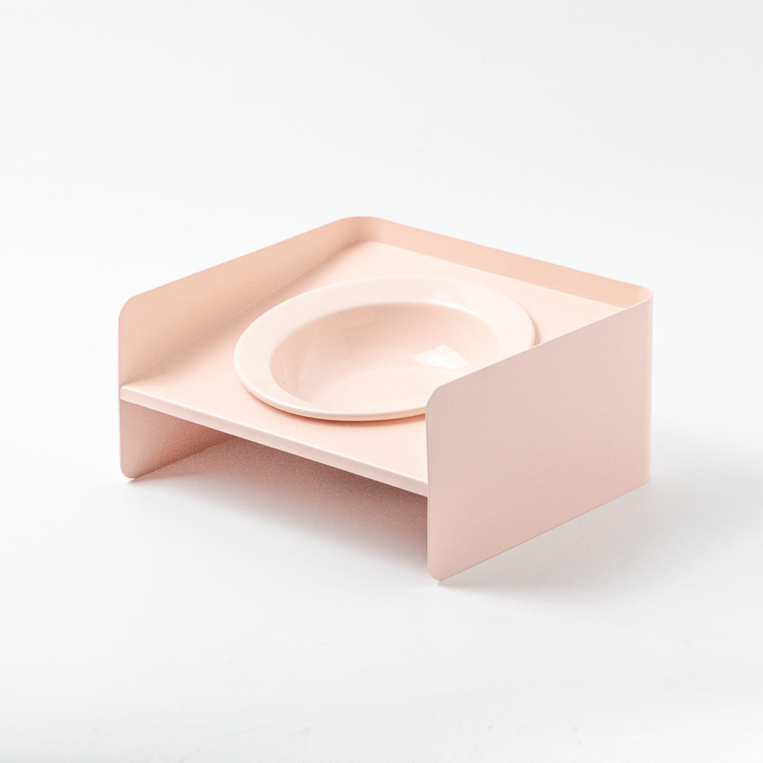 頸椎保護 陶器フードボウルとメタルスタンド|ピンク