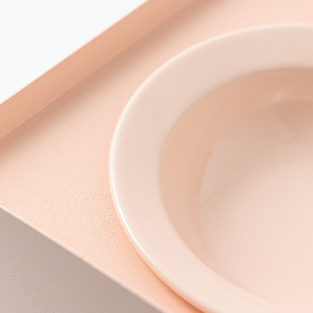 頸椎保護 陶器フードボウルとメタルスタンド|ピンク