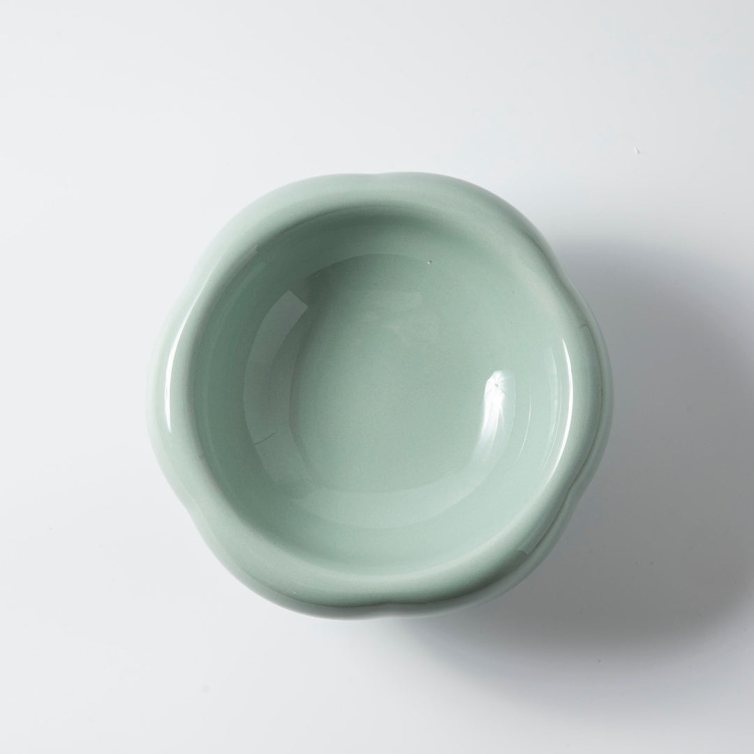 頸椎保護 セラミック フラワーフードボウル ショート 180ml 緑色犬猫用フードボウル4