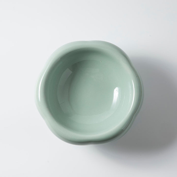 頸椎保護 セラミック フラワーフードボウル ショート 180ml 緑色犬猫用フードボウル4
