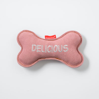 スウェードレザービックボーン 犬用おもちゃピンク色3